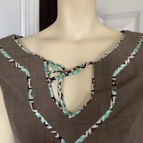 𝅺JENNIFER Reale Design Brown Plaid Tunic Mini Dress Boutique Designer 6 - Picture 7 of 16